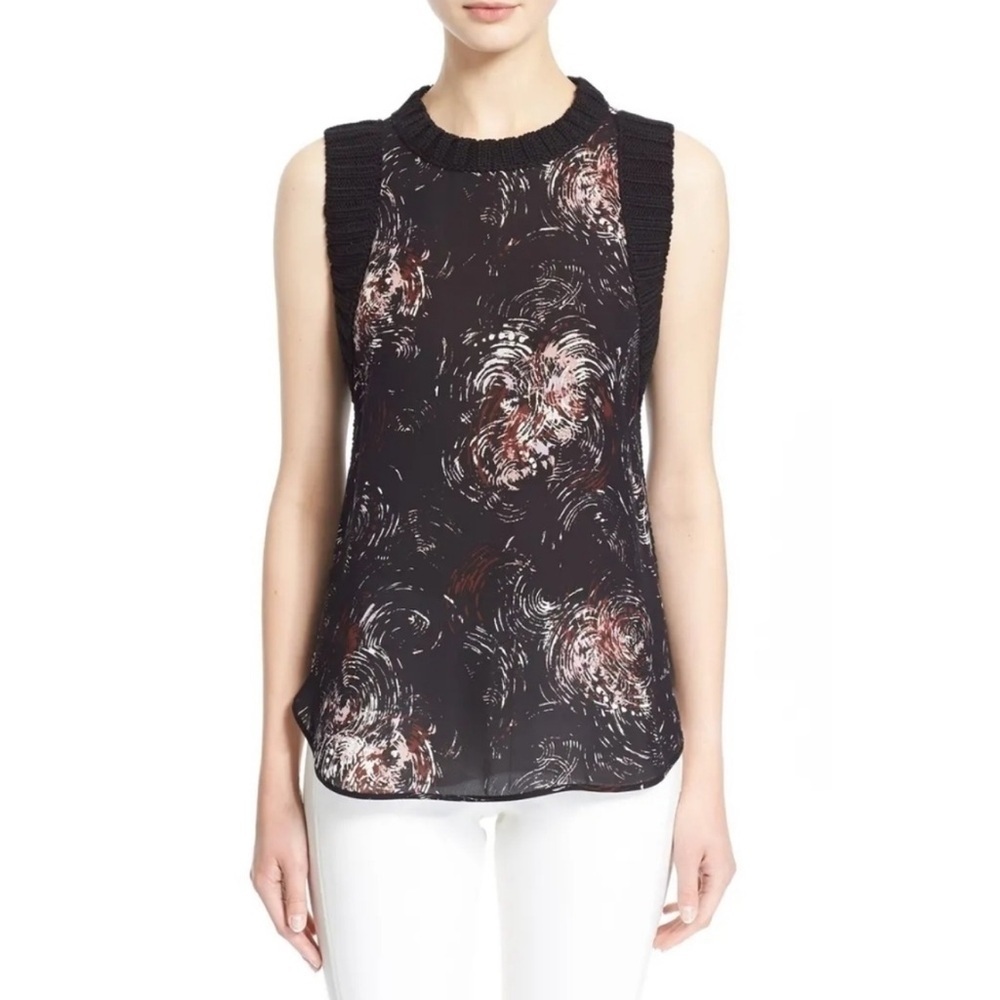 Elizabeth & James - Fit and Flare Flowy Silk w Knit Trimmed Tank - size Medium